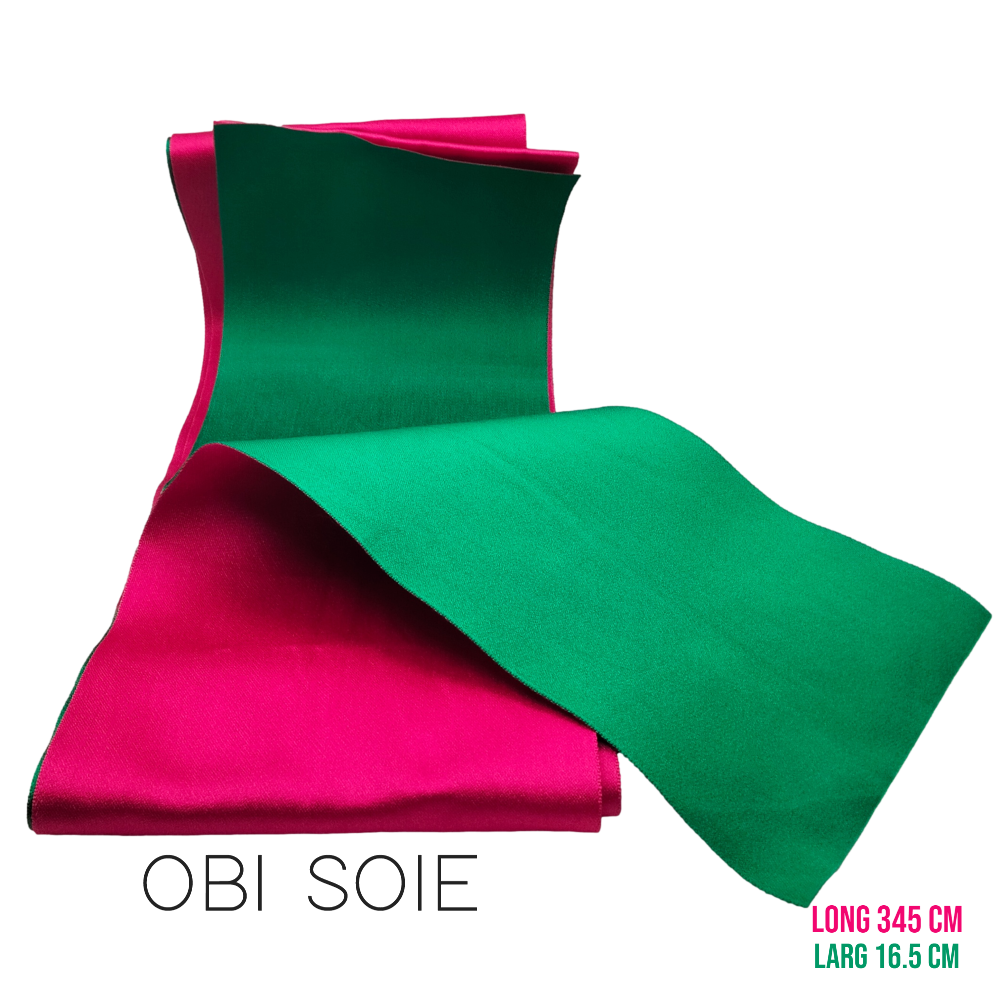 ceinture obi soie rose